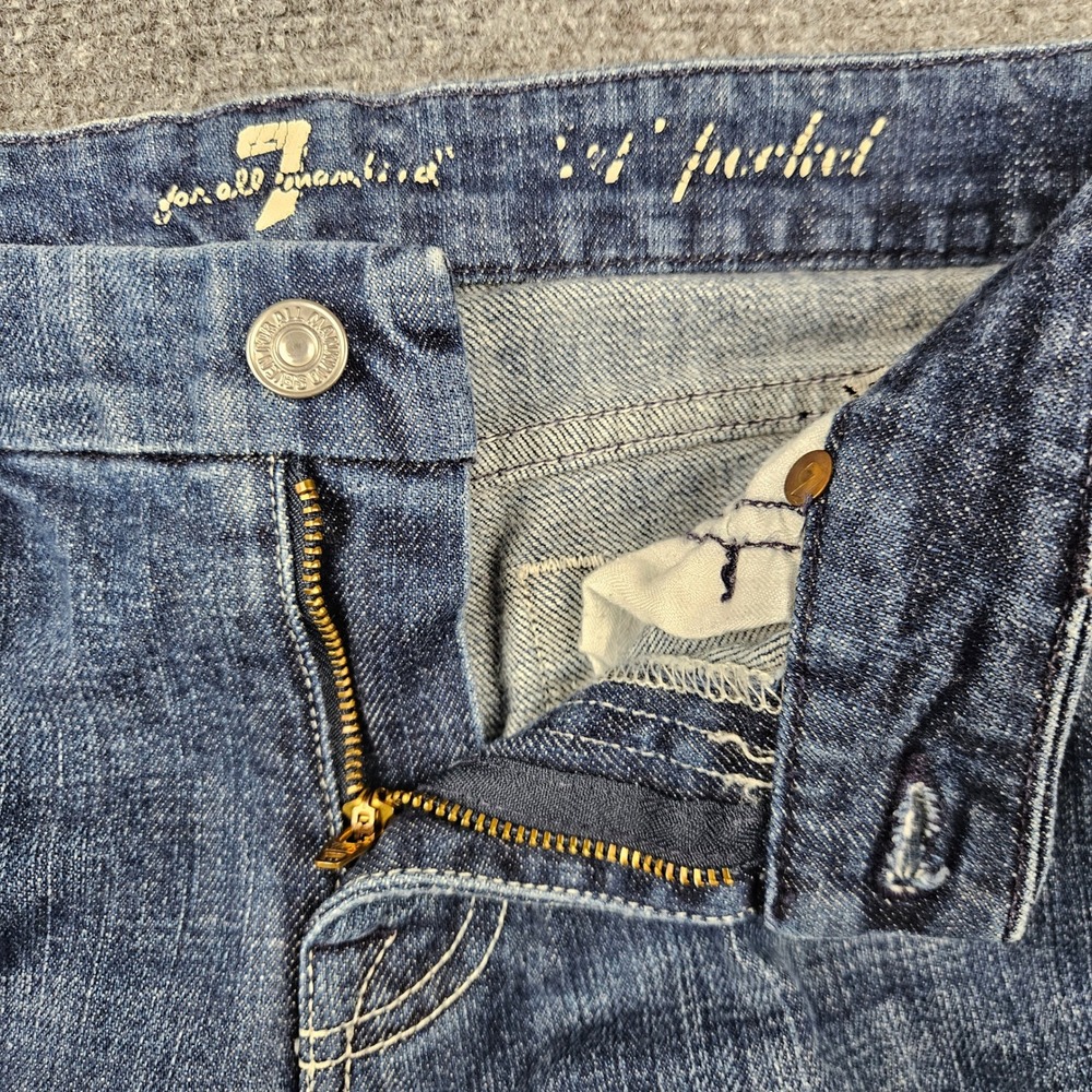 7‎ For All Mankind A Pocket Flare Jeans Medium Wash Blue Denim Size 28 Bootcut - Picture 7 of 11